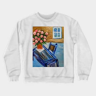 Flowers on the desk Crewneck Sweatshirt